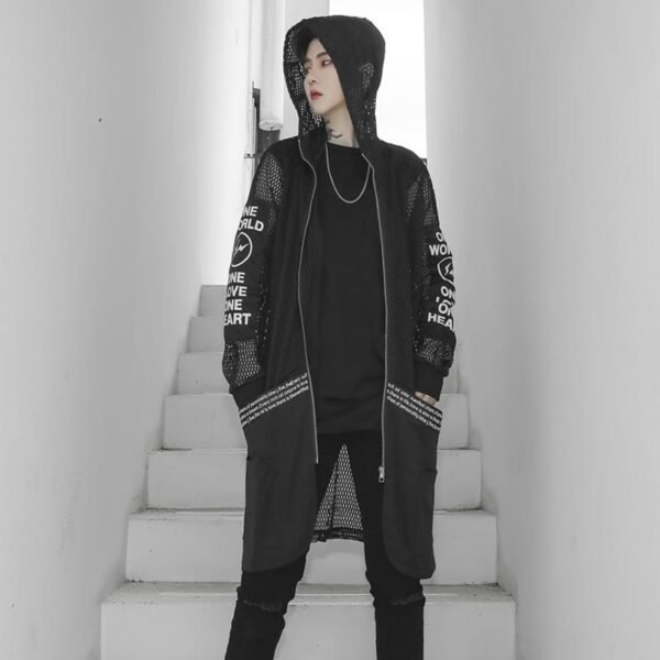 Fashion Streetwear Mesh Cardigan Mesh Jacket Loose Cardigan