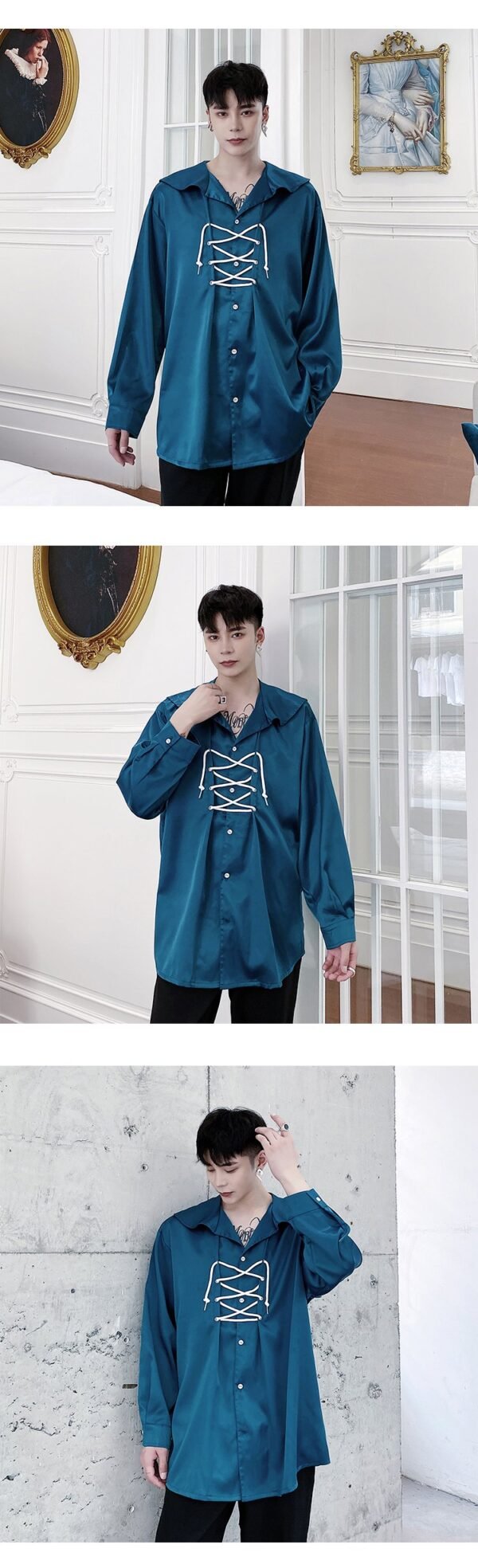 A345 Autumn Retro Long Sleeve Shirt Couple Outfit