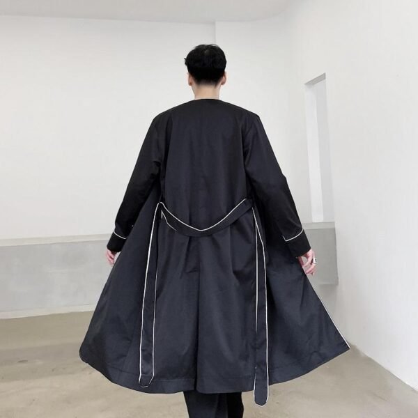 Fashion Long Black Duster Cardigan Black Windbreaker Mens Trench Coat