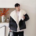 P155 Men's Korean Style Big Lapel Design Loose Bread Jacket Men