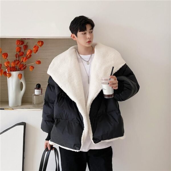 P155 Men's Korean Style Big Lapel Design Loose Bread Jacket Men