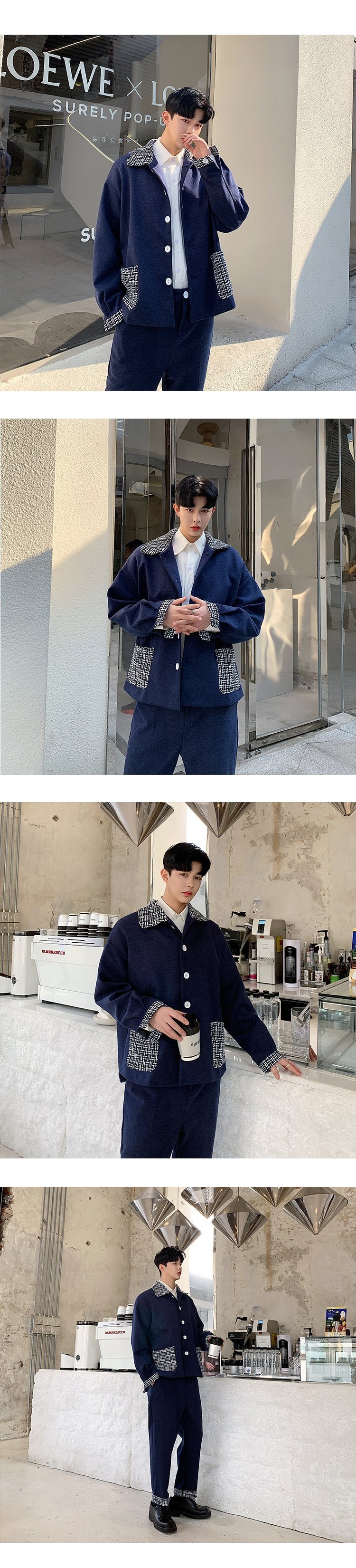 P95 Small Fragrance Dark Blue Woolen Jacket