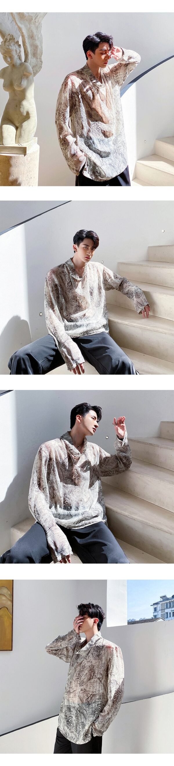 Men's Loose Lazy Broken T-shirt Bottoming Shirt