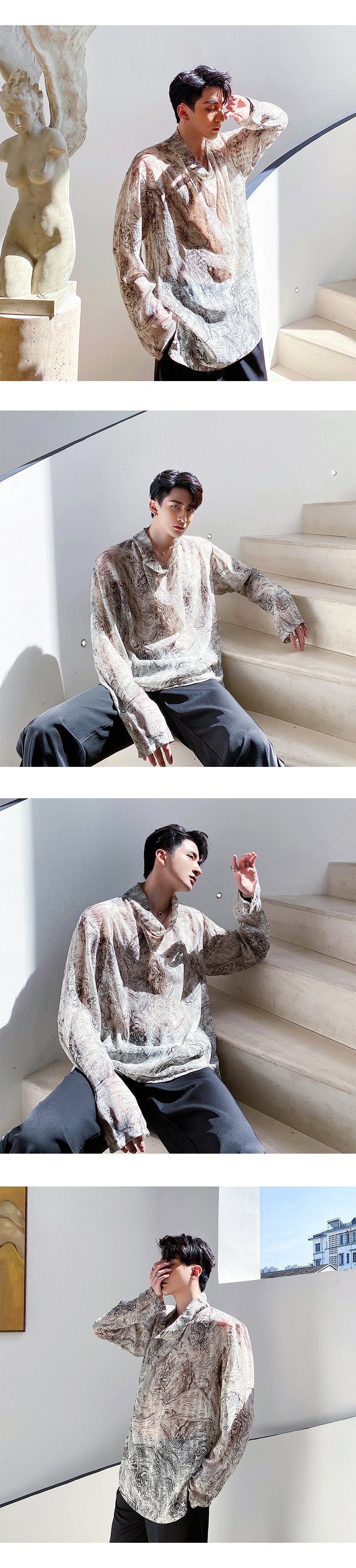 Men's Loose Lazy Broken T-shirt Bottoming Shirt