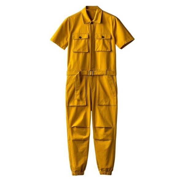 Summer Fashion Men's Short Sleeve One Piece Suit Plus Size Casual Leggings Performance Suit Men's and Women's One Piece Overalls