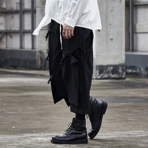 Uncle Nick's Same Loose Wide Leg Hairdresser Men's Casual Cropped Skirt Pants