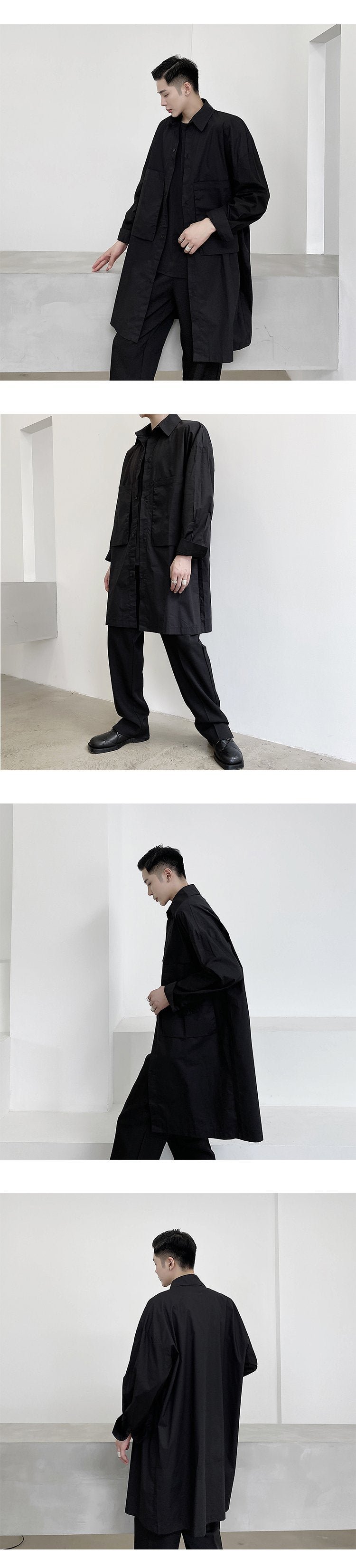 A261 Designer's Oversized Three-dimensional Pocket Extended Shirt