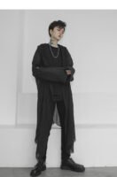 Fashion Gothic Cardigan Men's Long Loose Black Cardigan Chiffon Cardigan With Hooded