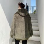 W205P125 Lambswool Jacket Handsome Hooded Thickened Cotton-padded Casual Jacket