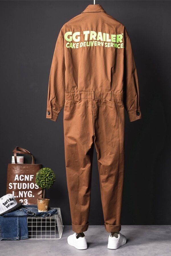 One-piece Jacket Suit Motorcycle Alphabet Embroidery Work Clothes Jumpsuit