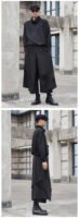 X090P95 Original Design Dark Black Mountain Yoji Style Loose Double Wide-leg Cropped Culottes
