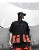 Men's loose stand collar short sleeve T-shirt