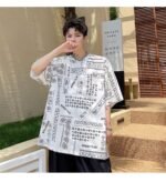 KK1656/P70 Letter Cashew Flower Printed Loose T-shirt