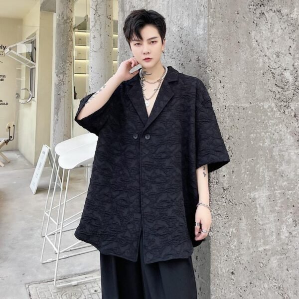 KK1702/P110 Solid Color Dark Floral Short-sleeved Suit Jacket