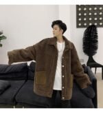 KK1252P155 Winter Fur Jacket Thickened Men's Loose Cotton Jacket