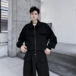 B251A-TT73-P178 Dark Style Multi-pocket Handsome Trendy One-piece Tooling Jumpsuit