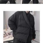 YM155 90% White Duck Down Winter Japanese Dark Thick Warm Down Jacket Black Down Jacket