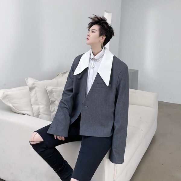 KK1585/P165 Detachable Colorblock Collar Short Jacket Suit