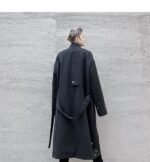 F419 New Men's Long Windbreaker Stand Collar Over The Knee Loose Trendy Casual Jacket