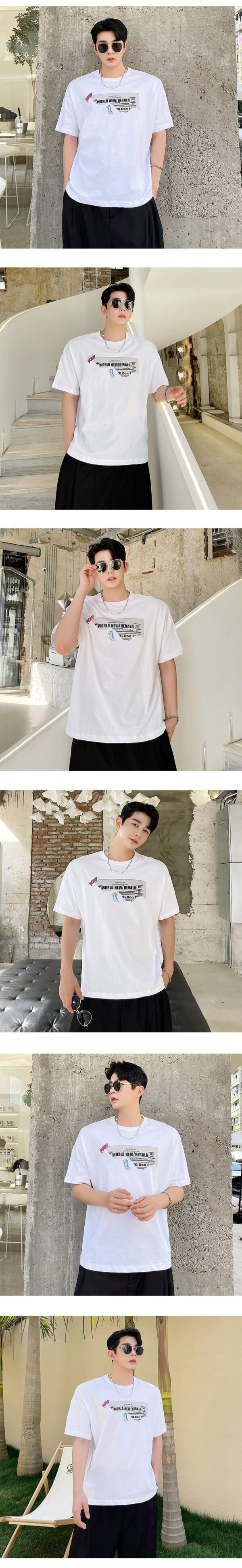 CT105-P65 Pin Printed Casual Loose T-shirt