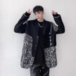 P1351226 Retro Leopard Print Stitching Suit Design Sense of Personality Niche Suit Men's Trend