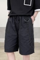 H1202 P75 Dark Black Ins Casual Beach Pants