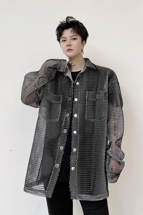 KK1662/P115 Mesh Hollow Edging Solid Color Loose Sunscreen Windbreaker Jacket