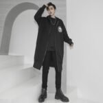 Korean Fashion Men's Windbreaker Jacket Zip Up Jacket Long Skull Jacket