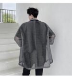 KK1662/P115 Mesh Hollow Edging Solid Color Loose Sunscreen Windbreaker Jacket