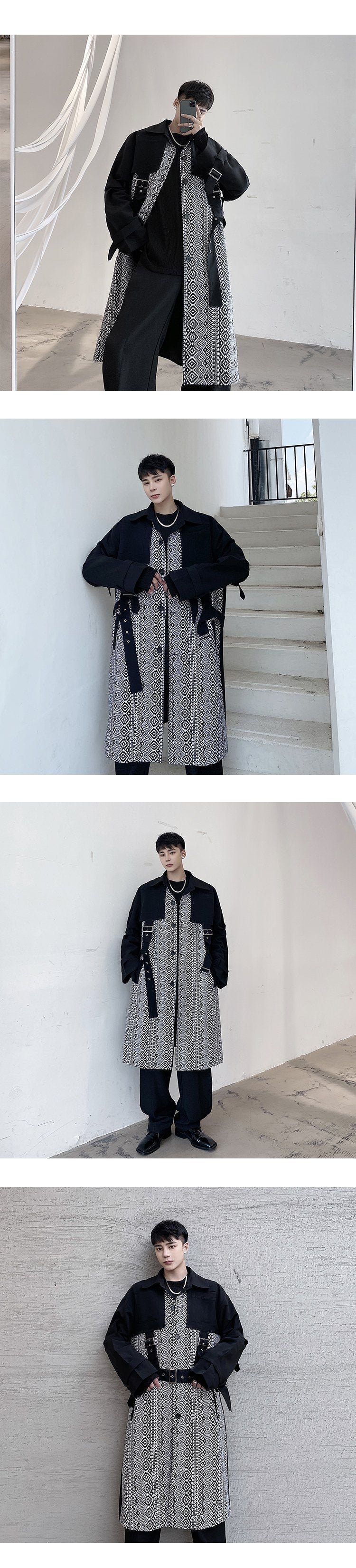 7616-P155 Yamamoto Dark Niche Long Trench Coat