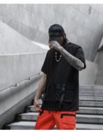 Men's loose stand collar short sleeve T-shirt