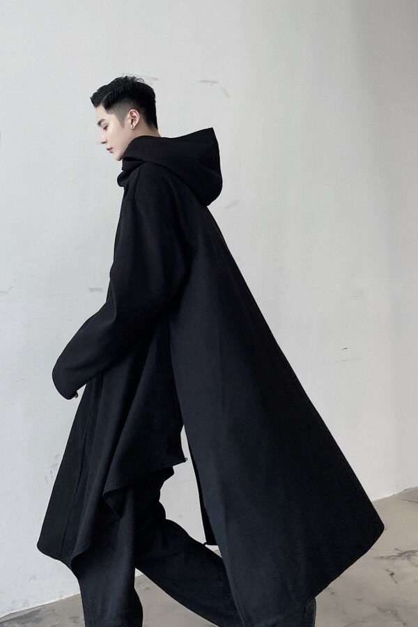 Yohji Yamamoto Dark Mysterious Hooded Cloak Long Black Trench Coat Windbreaker