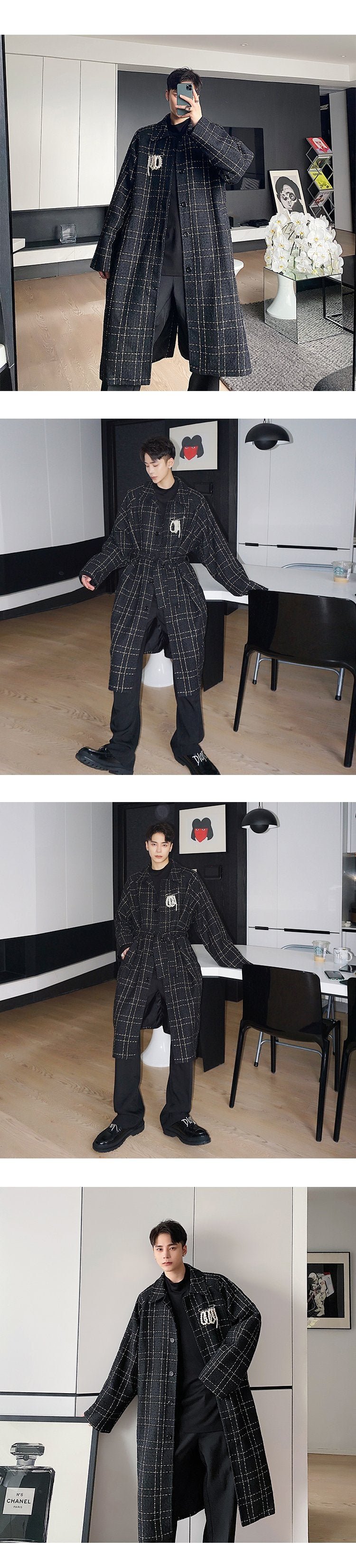 P165 Mid-length Small Fragrance Coat Fashionable All-match Over The Knee Coat