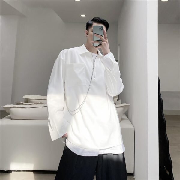 S87 Fall New Design Sense with Pendant-feeling Loose-fitting Casual Literary Shirt