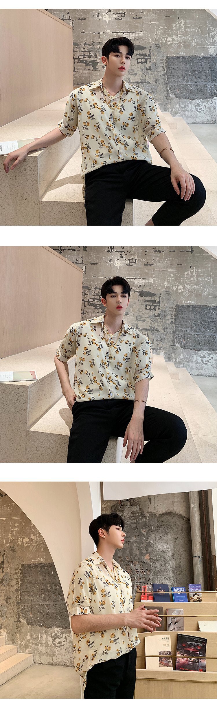 A345 Printed Chiffon Thin Handsome Shirt