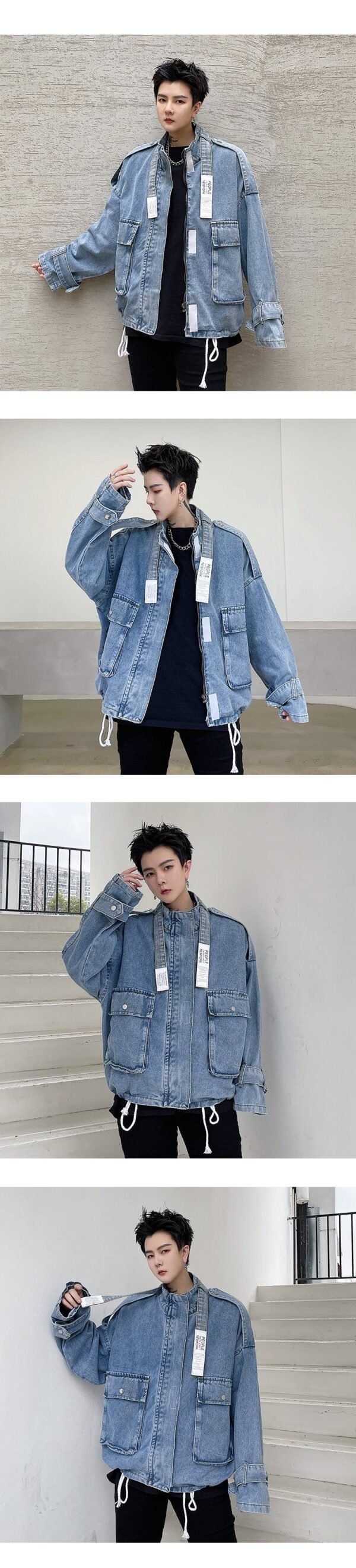 8050-P78 Unisex Big Pocket Trendy Denim Jacket