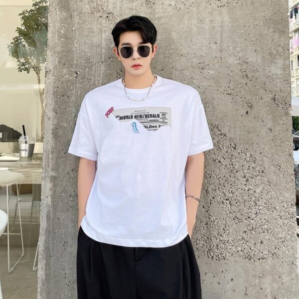 CT105-P65 Pin Printed Casual Loose T-shirt