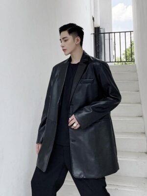 A261 Autumn / Winter Super Long Loose Retro Versatile Leather Suit