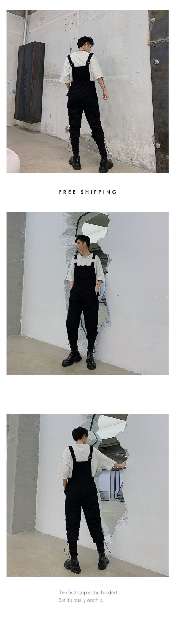 Mens Fashion Carhartt Overalls Black Cargo Dungarees