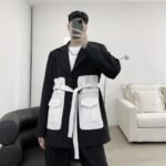 P140 Design Dark Minority Contrast Pocket Suit for Men