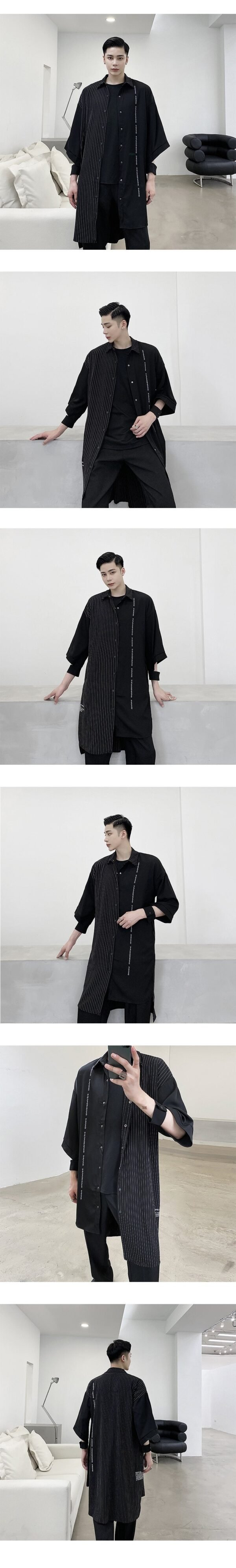 CS03 Korean Striped Stitching Shirt