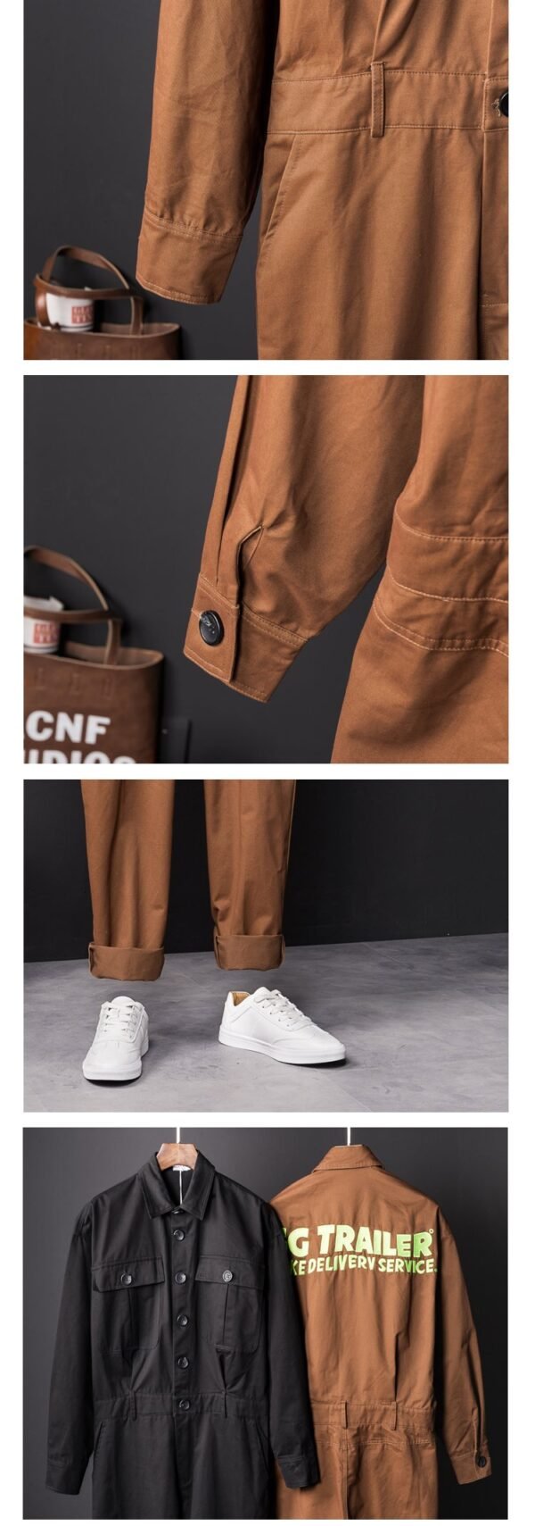 One-piece Jacket Suit Motorcycle Alphabet Embroidery Work Clothes Jumpsuit