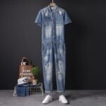 Hole-in-the-washer Outfit Jumpsuit Tightwear Couple's Small Footpants