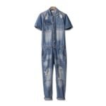 Hole-in-the-washer Outfit Jumpsuit Tightwear Couple's Small Footpants