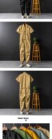 Summer Fashion Men's Short Sleeve One Piece Suit Plus Size Casual Leggings Performance Suit Men's and Women's One Piece Overalls