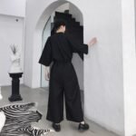 Japanese Streetwear Long Black Sleeve Jumpsuit Casual Jumpsuit for Men