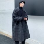 Men's Mid-length Plaid Coat