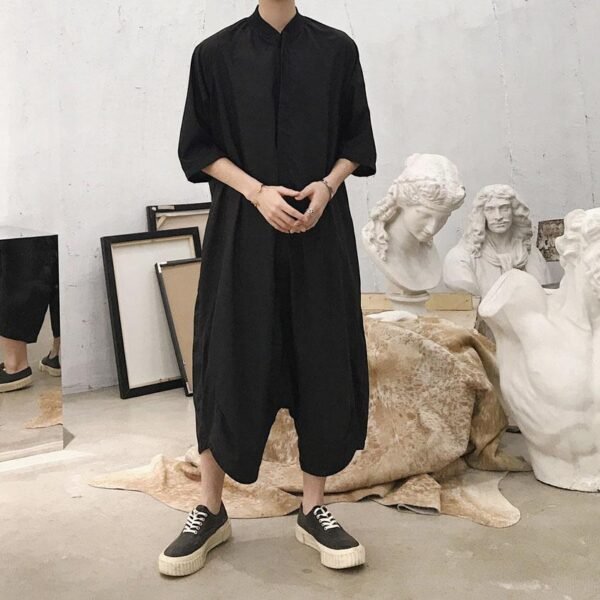 Men Summer Short Sleeve Thin Casual Jumpsuit