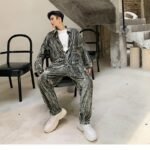 Street Fashion Velvet Suit Green Velvet Pant Suit Mens