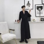 Japanese Streetwear Long Black Sleeve Jumpsuit Casual Jumpsuit for Men